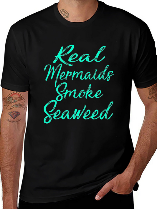Real Mermaids Smoke Seaweed Black T-Shirt