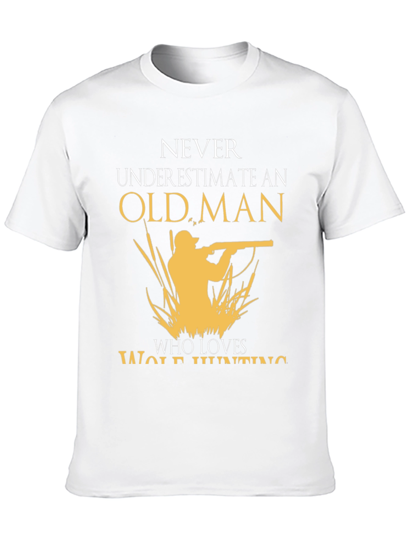 Old Man Wolf Hunting Graphic Tee - Black