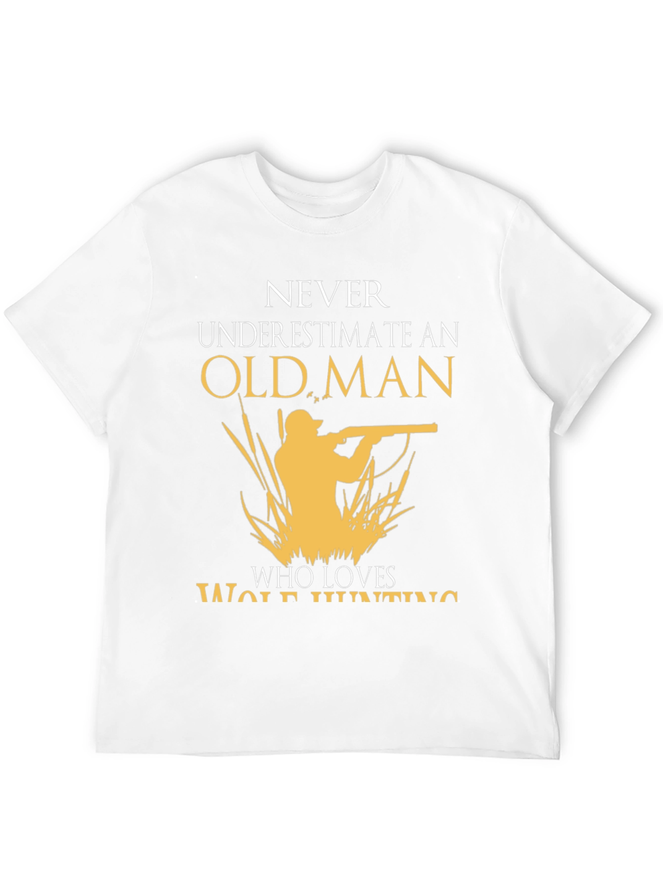 Old Man Wolf Hunting Graphic Tee - Black