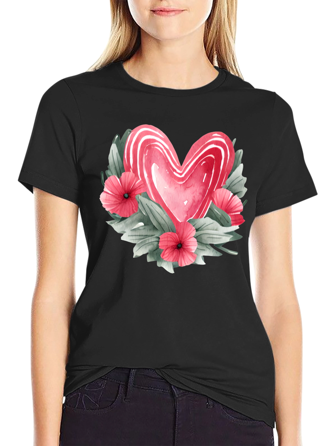 Floral Heart Graphic T-Shirt
