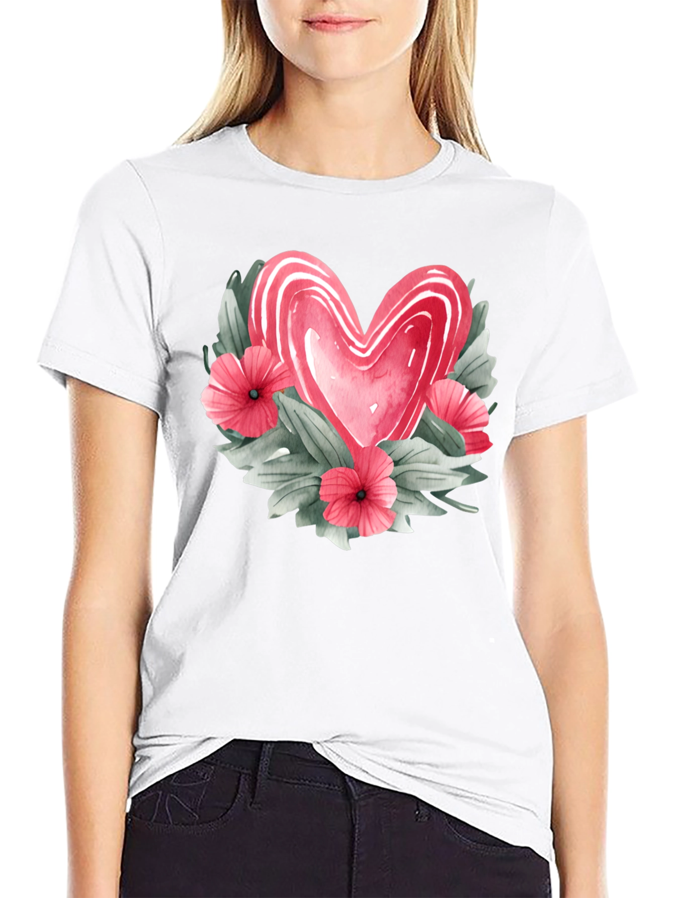 Floral Heart Graphic T-Shirt