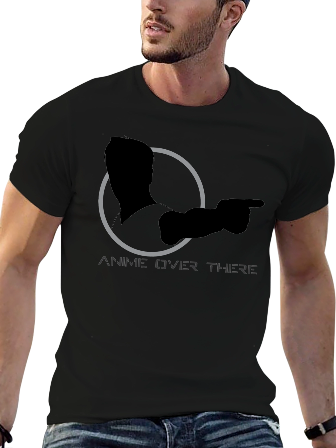 Anime Over There Graphic Tee - Black T-Shirt