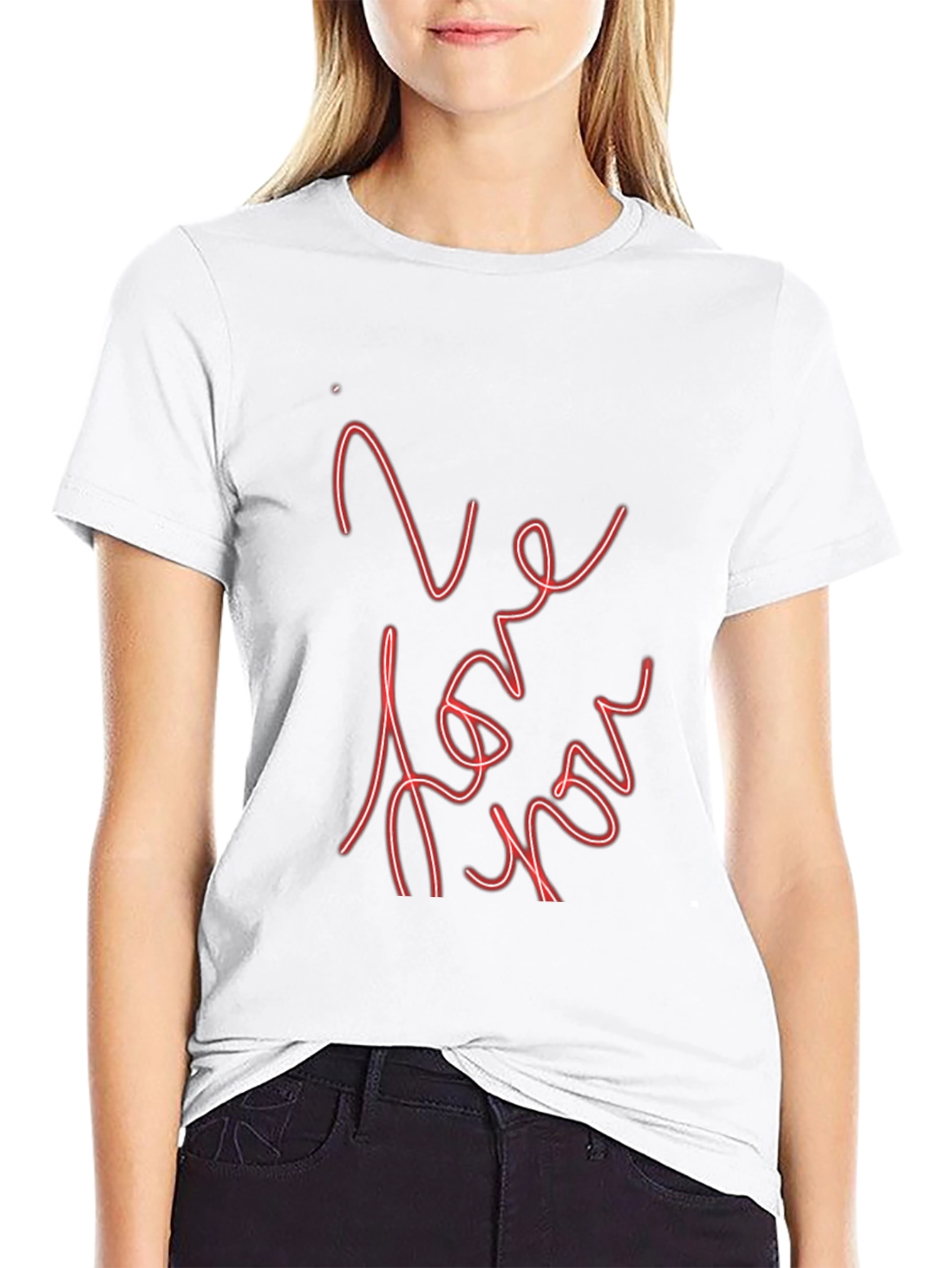 I Love You Graphic Print Black T-Shirt