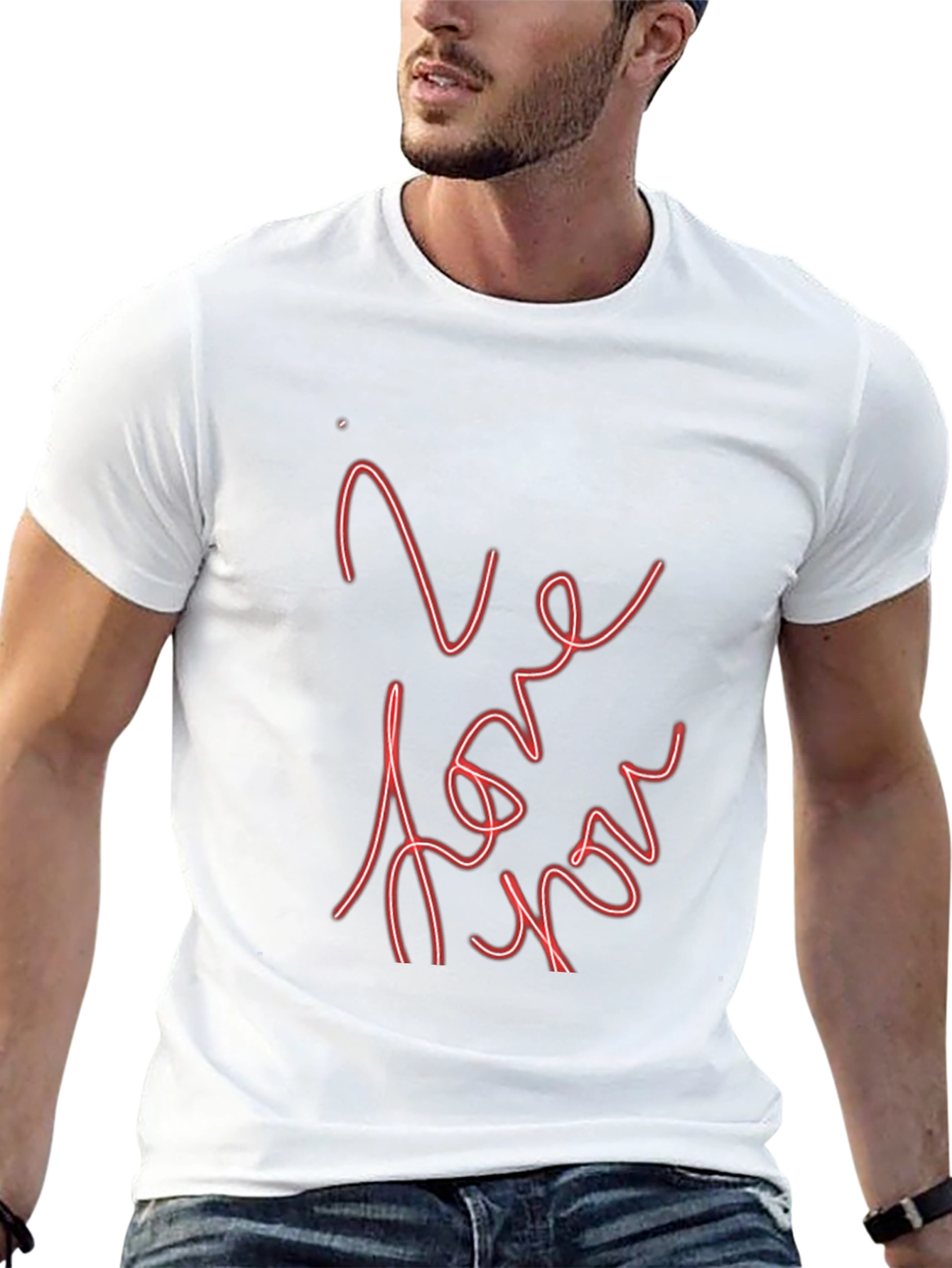 I Love You Graphic Print Black T-Shirt
