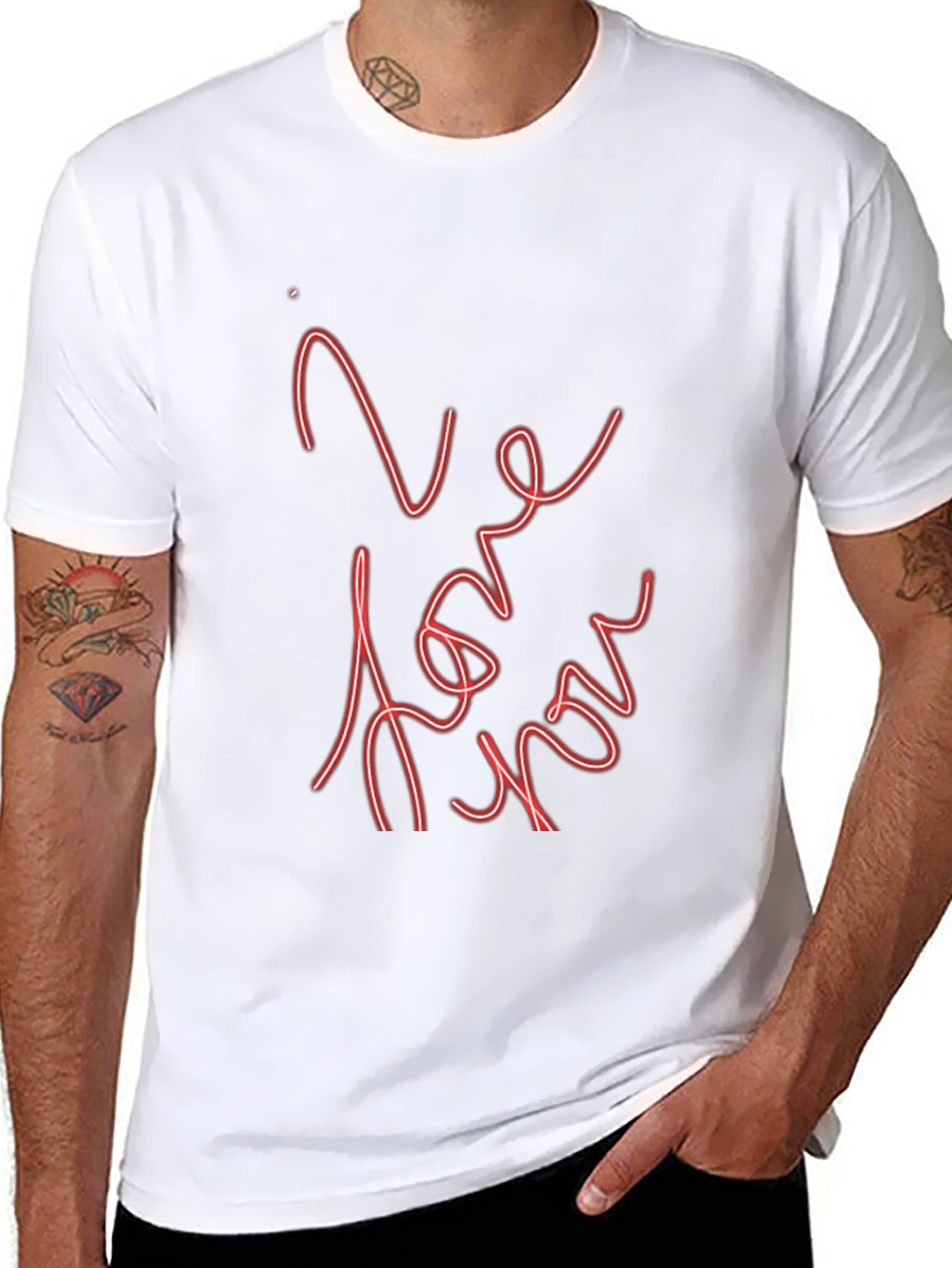 I Love You Graphic Print Black T-Shirt