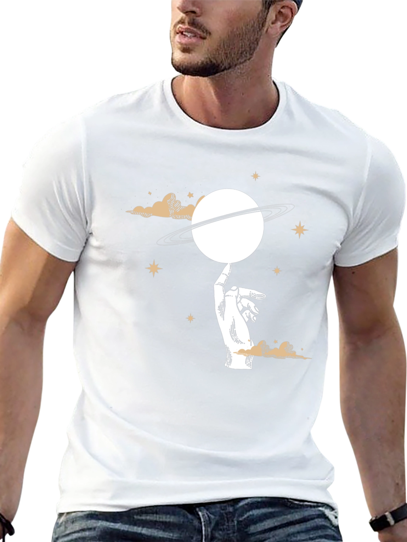Celestial Hand Saturn Graphic T-Shirt