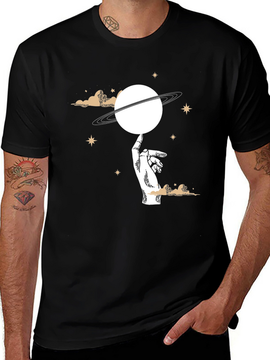 Celestial Hand Saturn Graphic T-Shirt
