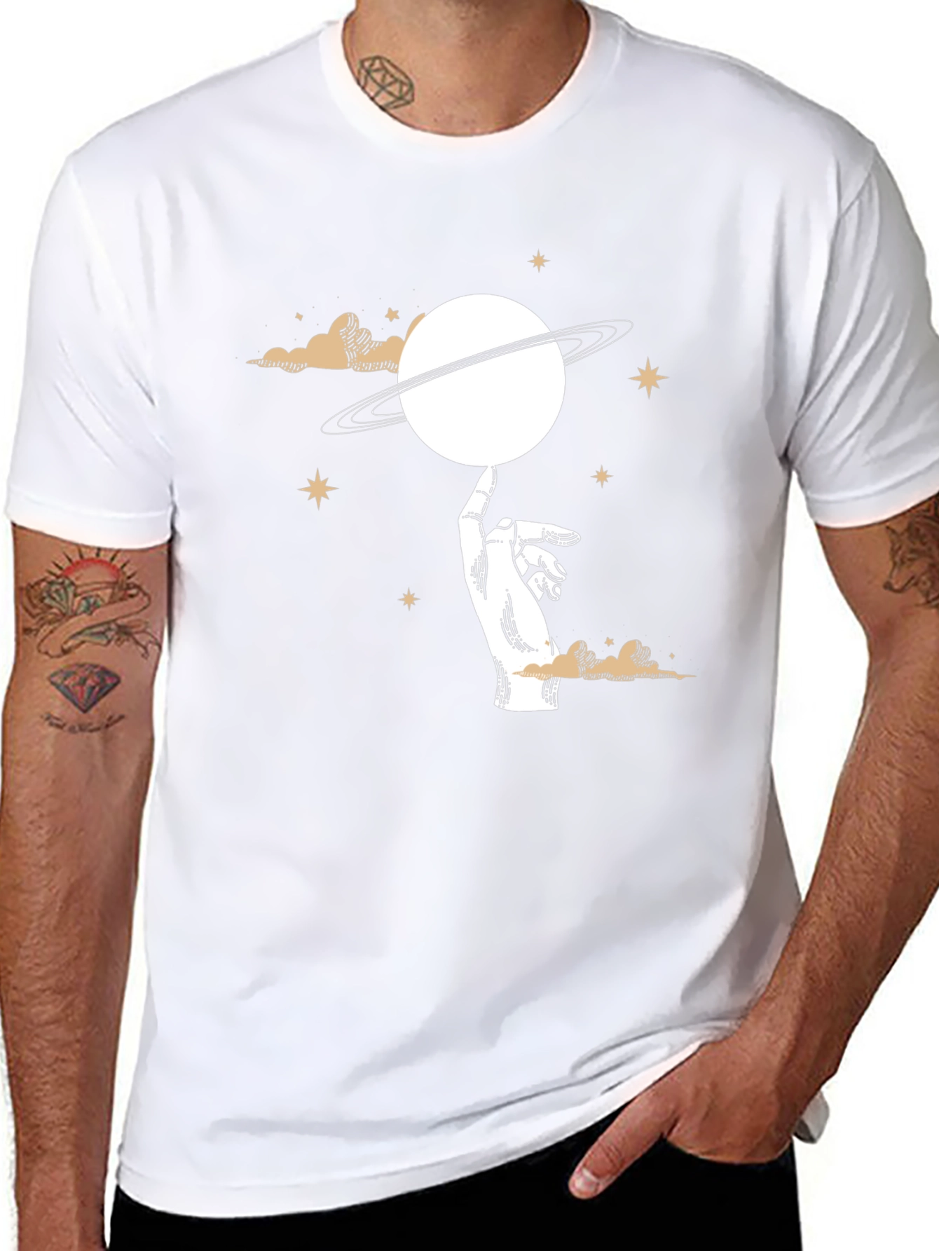 Celestial Hand Saturn Graphic T-Shirt