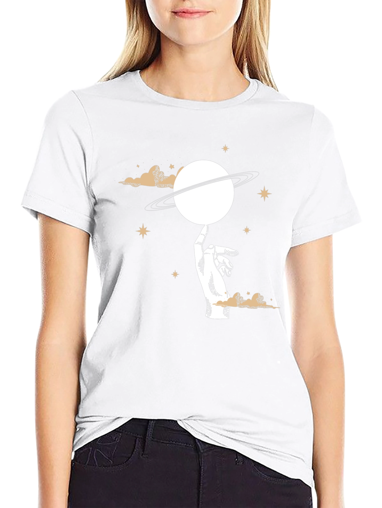 Celestial Hand Saturn Graphic T-Shirt