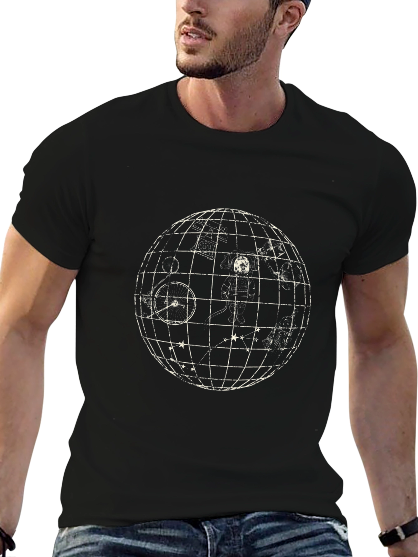 Celestial Sphere Graphic Tee - Classic Black