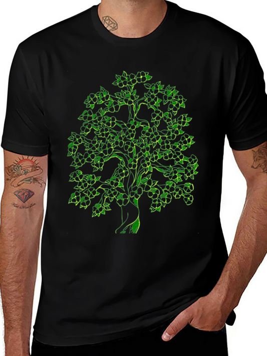 Green Tree Graphic Black T-Shirt