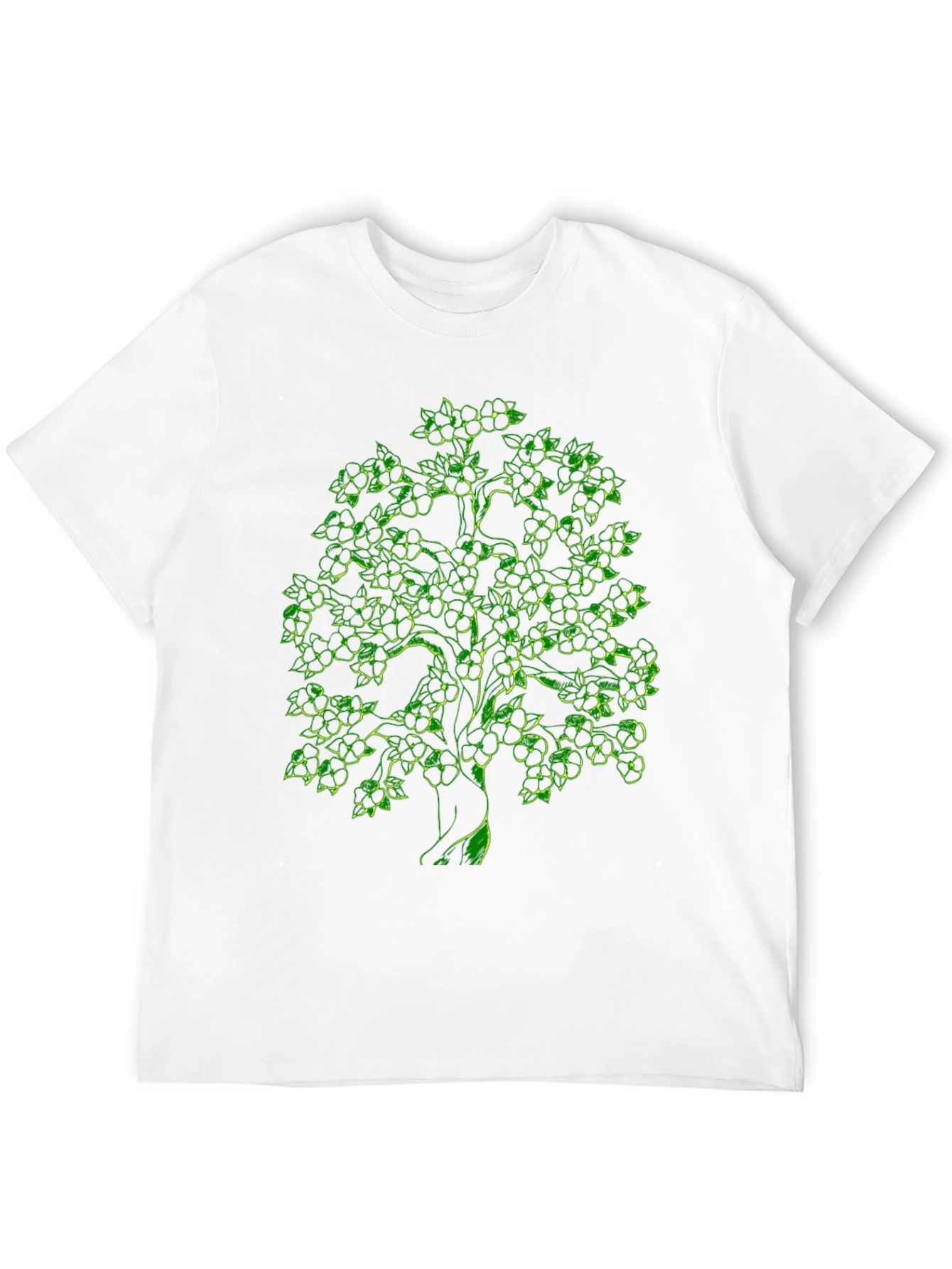 Green Tree Graphic Black T-Shirt