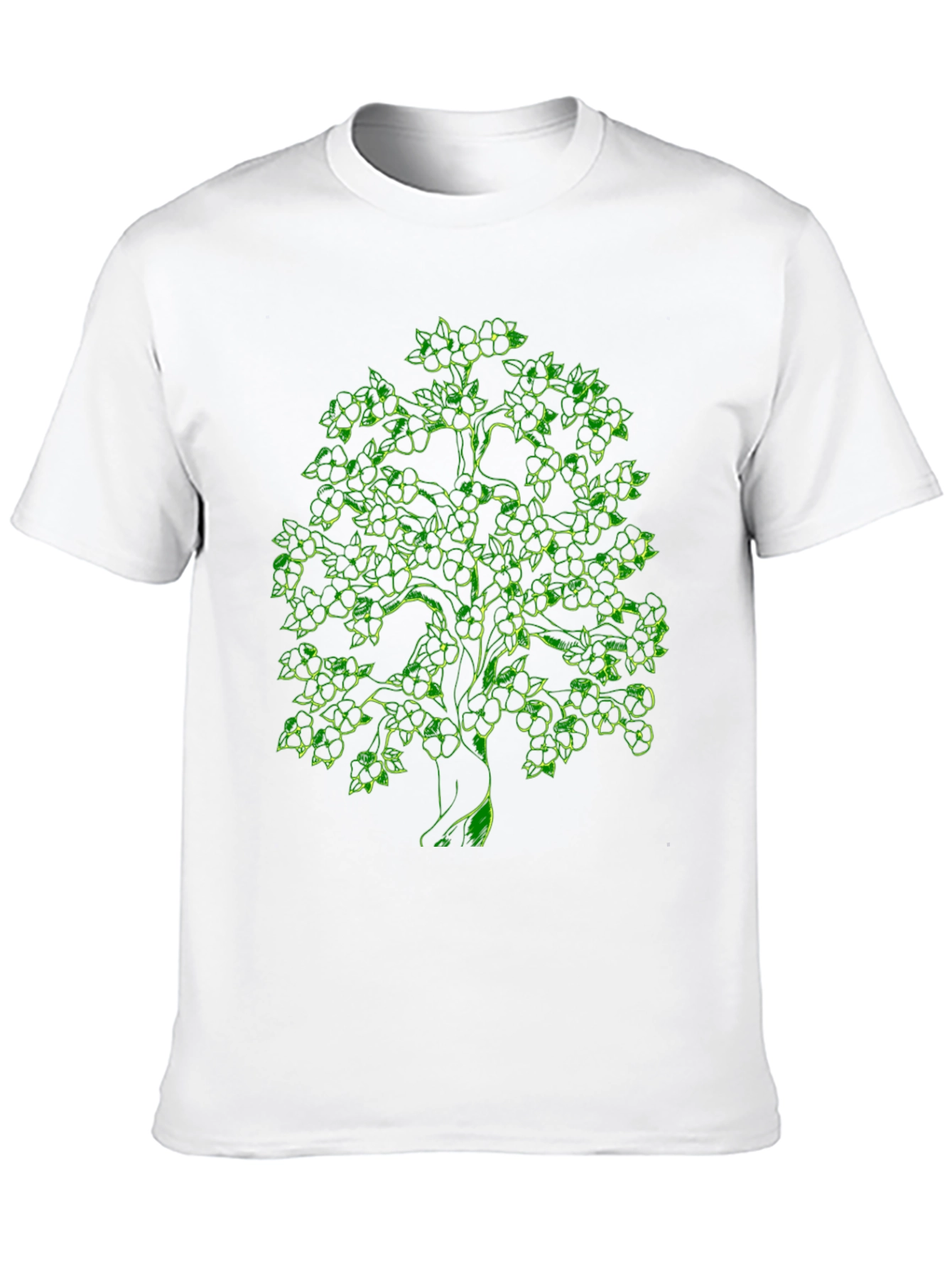 Green Tree Graphic Black T-Shirt