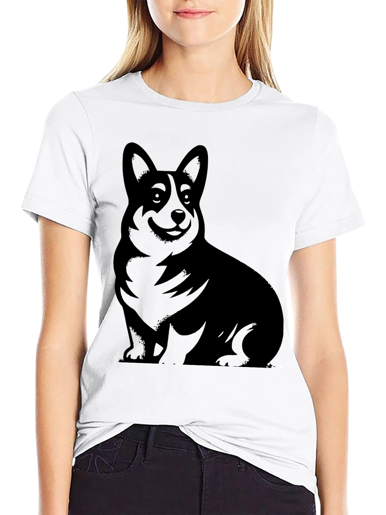 Corgi Silhouette Black T-Shirt