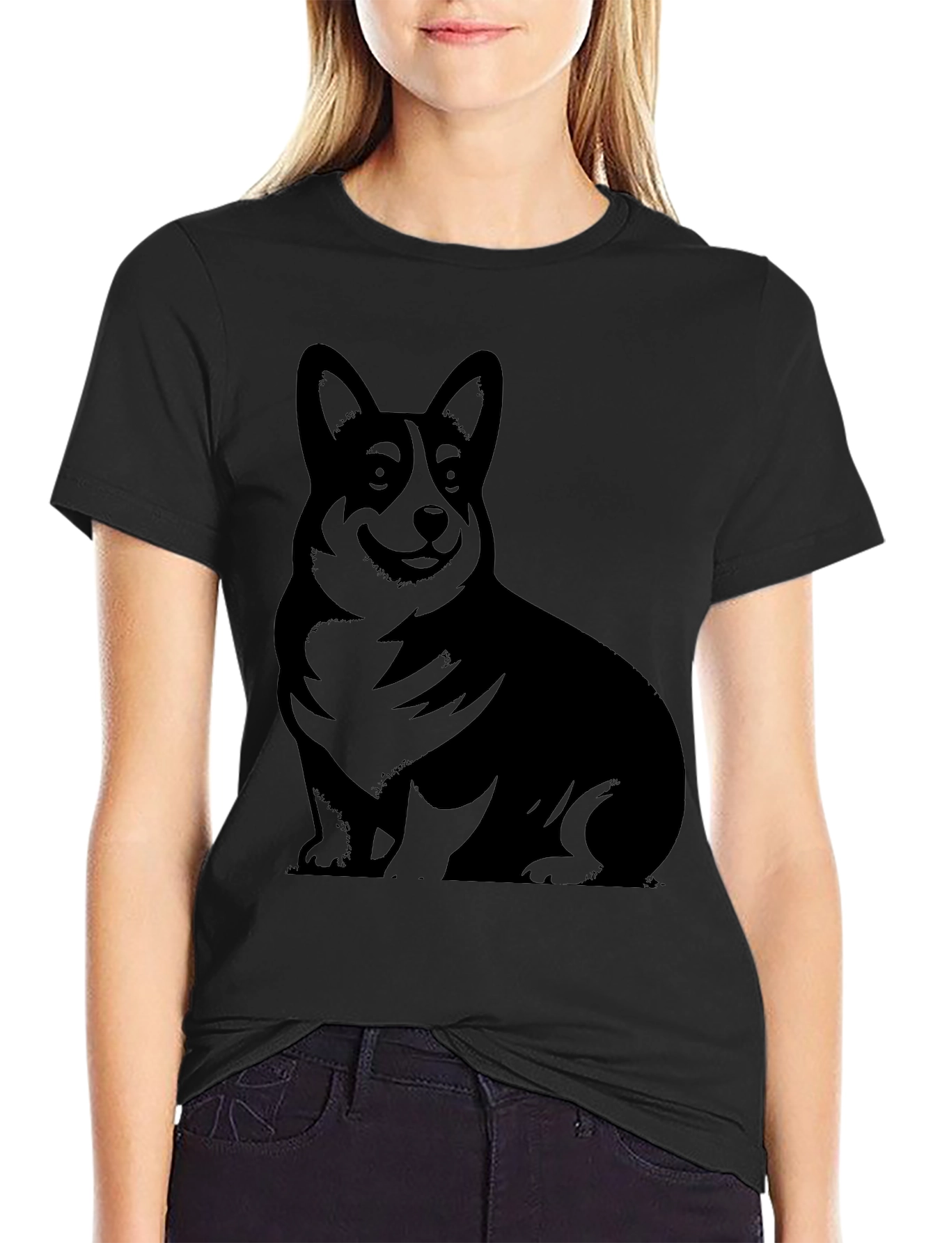Corgi Silhouette Black T-Shirt