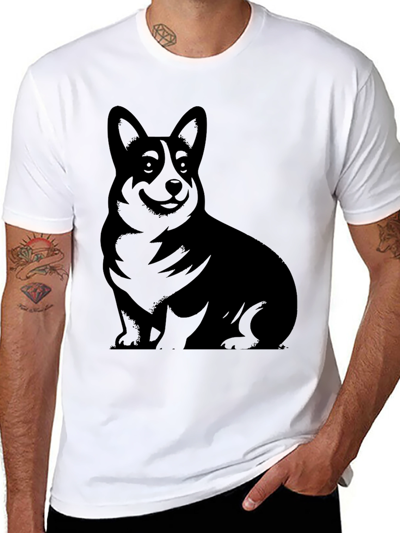 Corgi Silhouette Black T-Shirt
