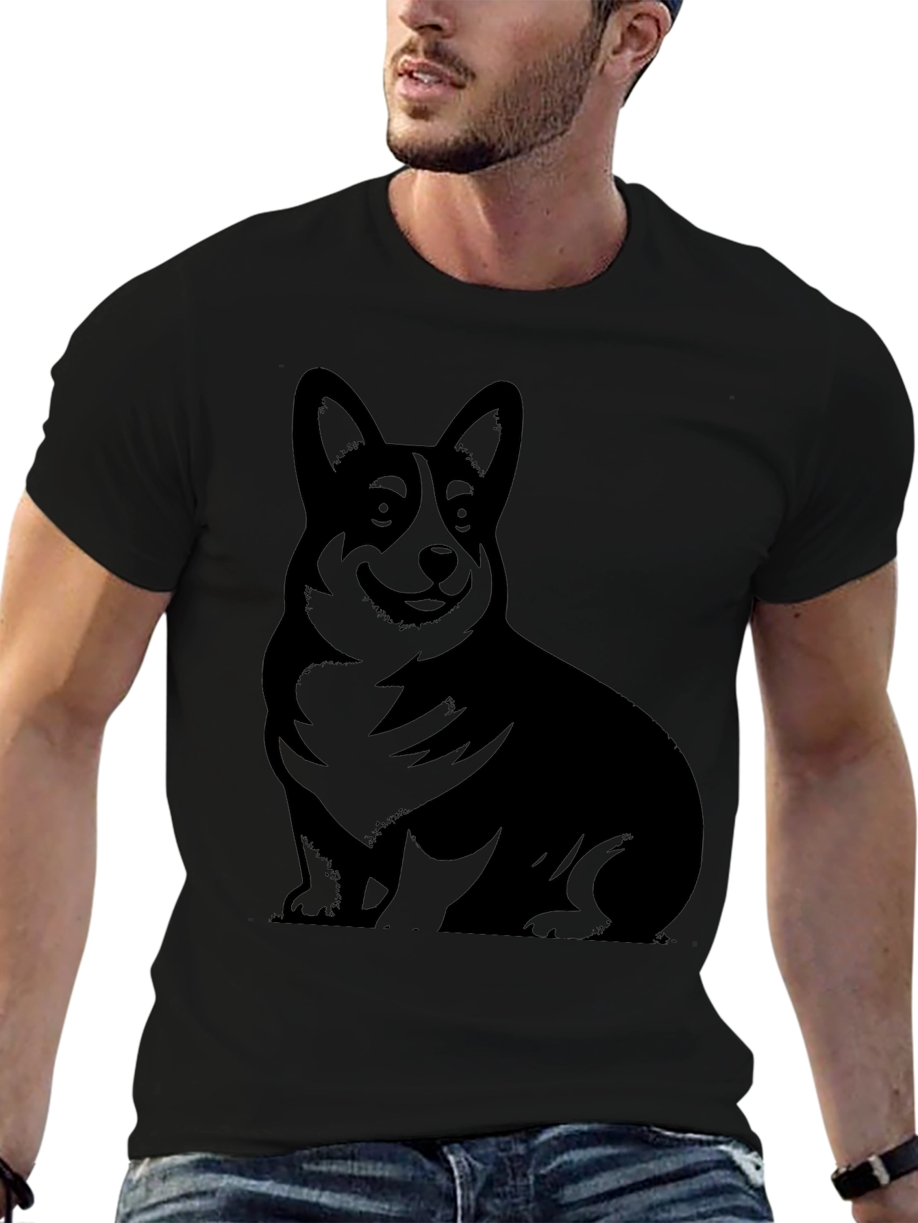 Corgi Silhouette Black T-Shirt