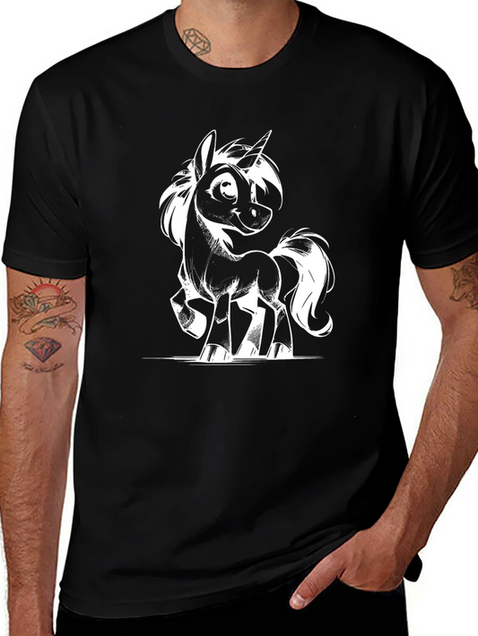 Unicorn Graphic Tee - Black Cotton T-Shirt