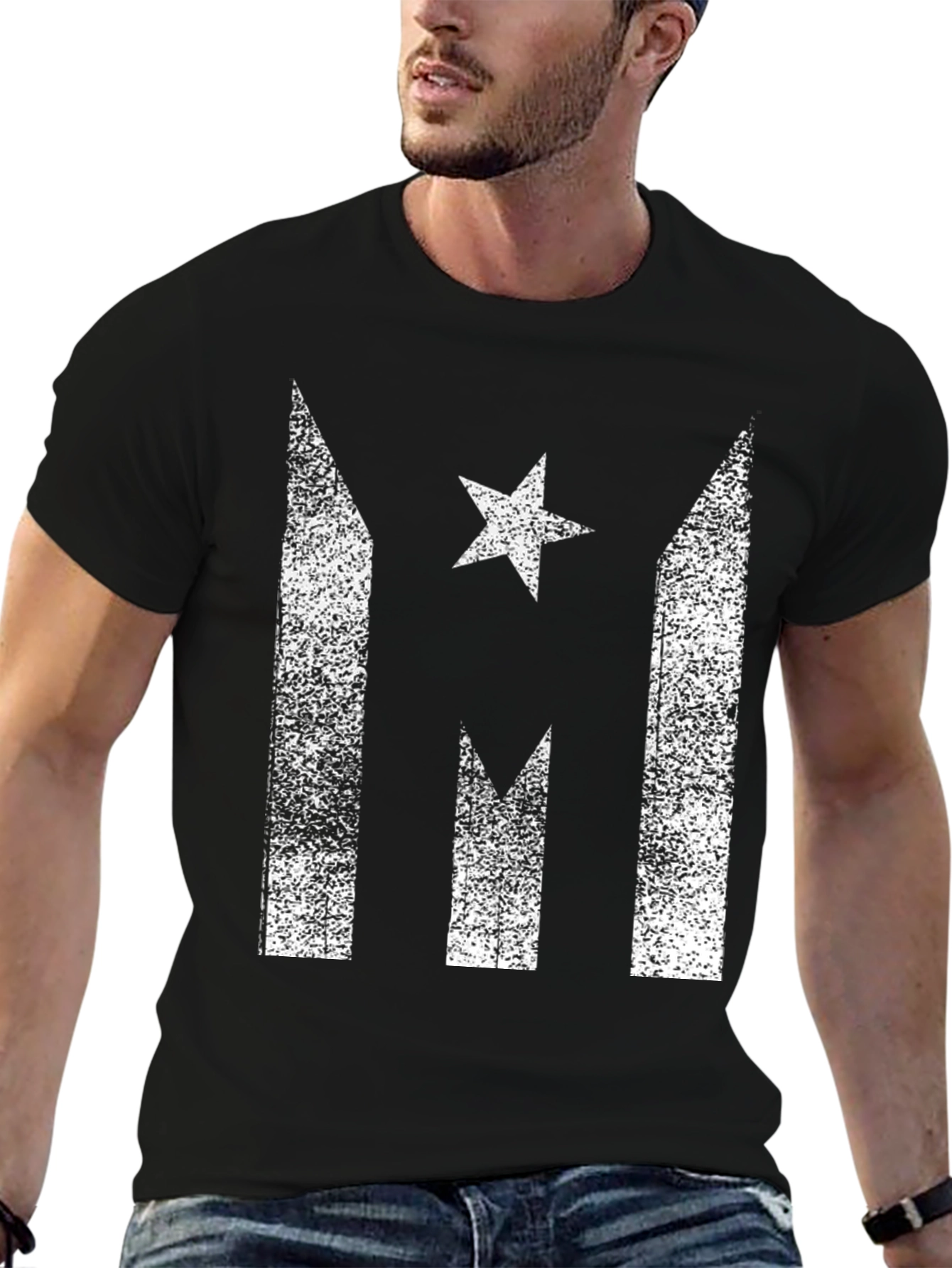 Distressed Puerto Rican Pride Graphic Tee - Black