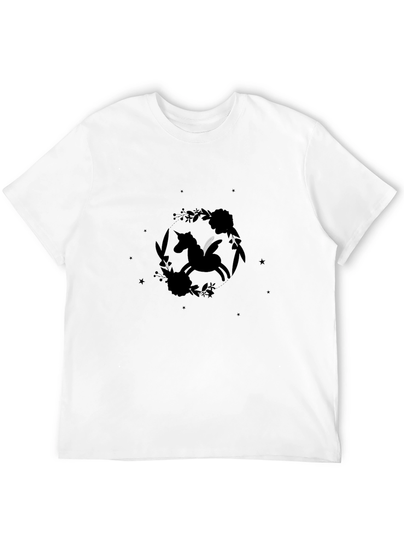 Unicorn Floral Graphic Black T-Shirt