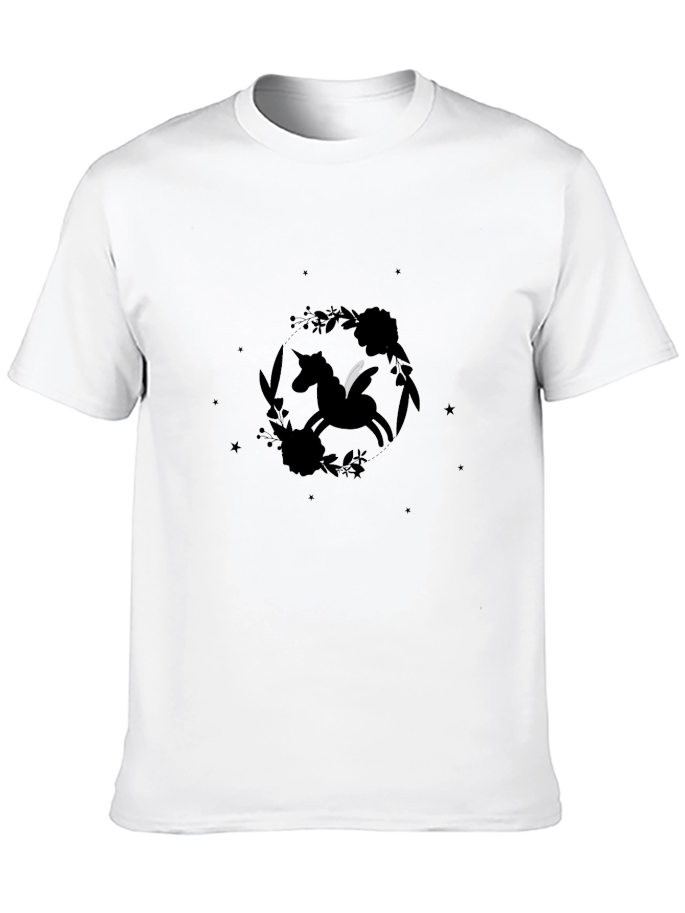 Unicorn Floral Graphic Black T-Shirt