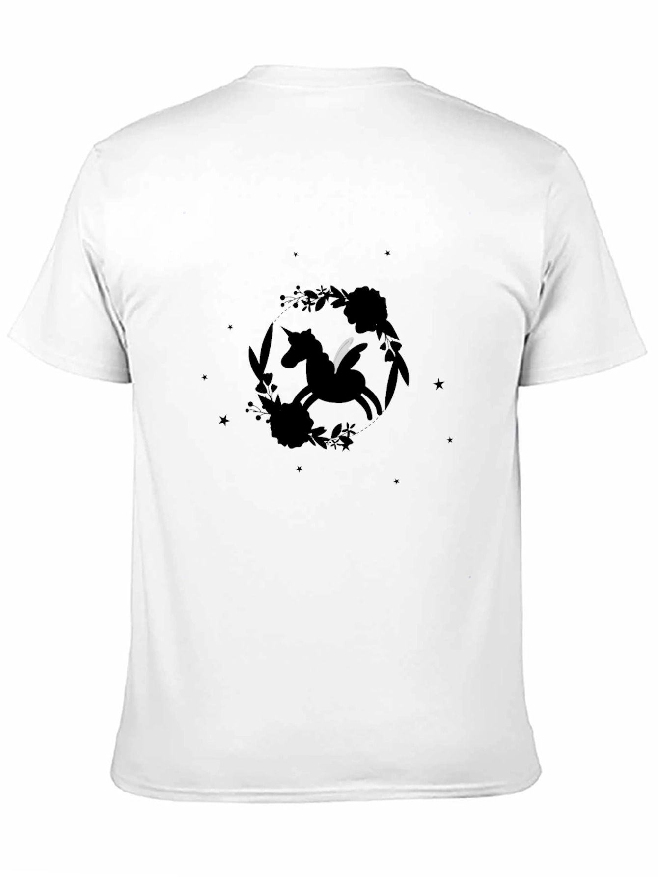 Unicorn Floral Graphic Black T-Shirt