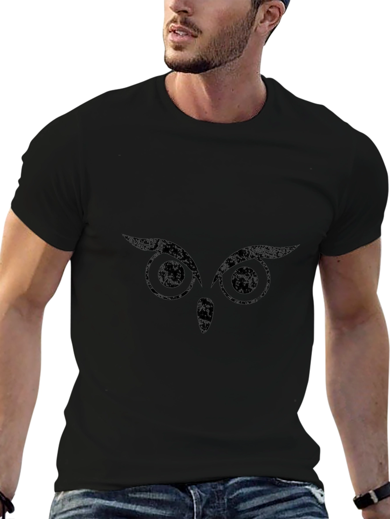 Black Owl Eyes T-Shirt - Mens Graphic Tee