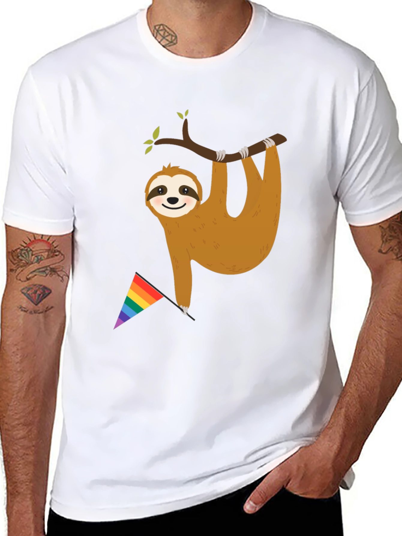 Sloth Pride T-Shirt - LGBTQ+ Rainbow Flag
