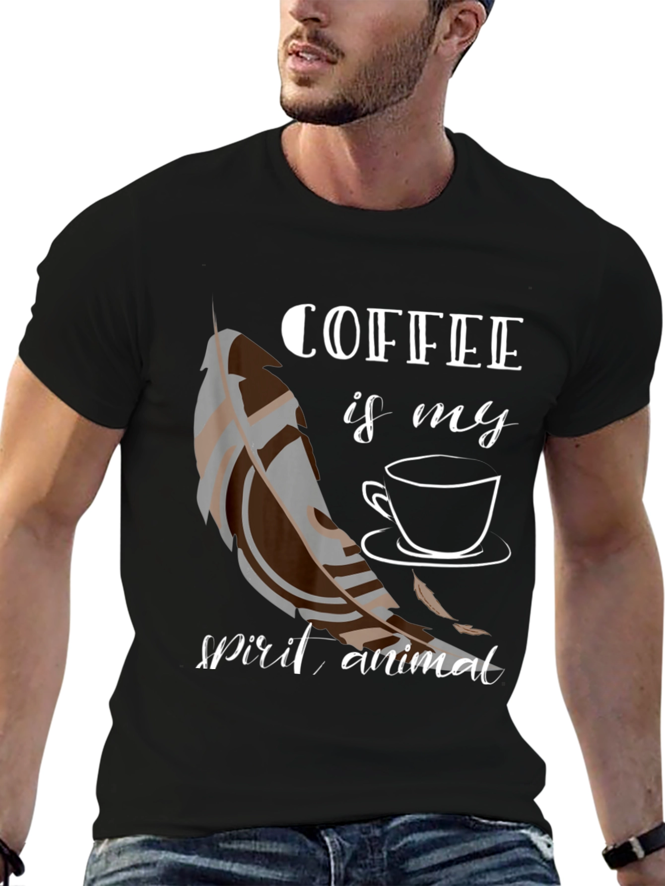 Coffee Is My Spirit Animal Black T-Shirt