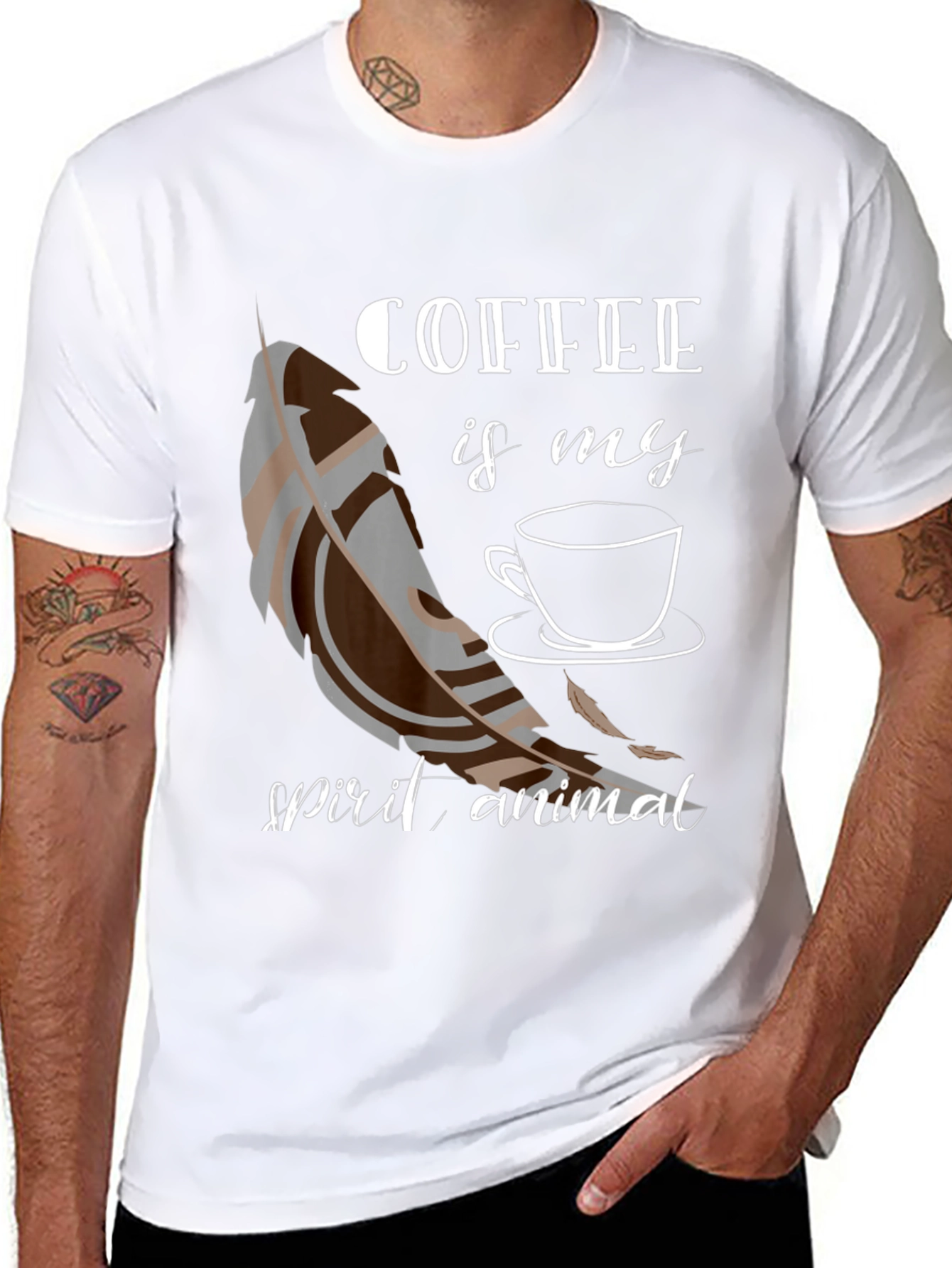 Coffee Is My Spirit Animal Black T-Shirt