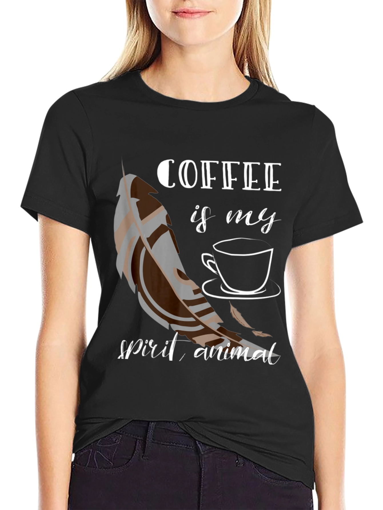 Coffee Is My Spirit Animal Black T-Shirt