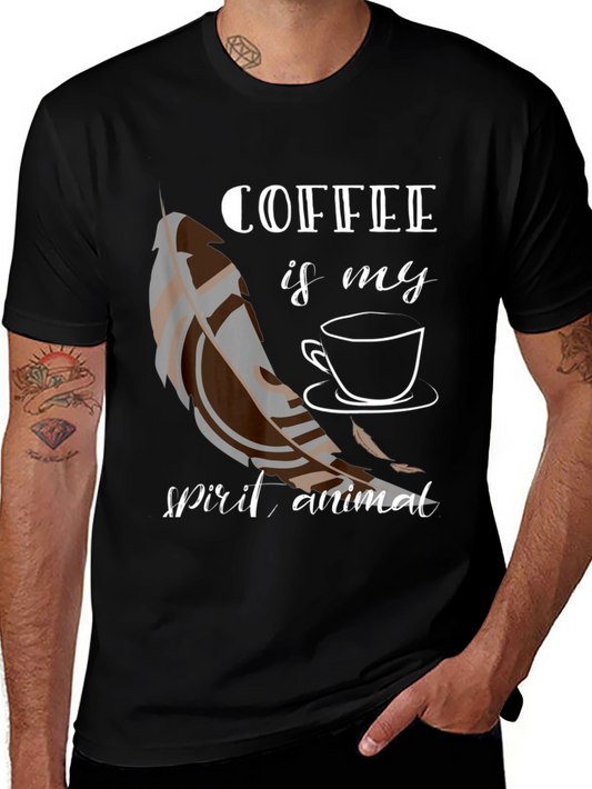 Coffee Is My Spirit Animal Black T-Shirt