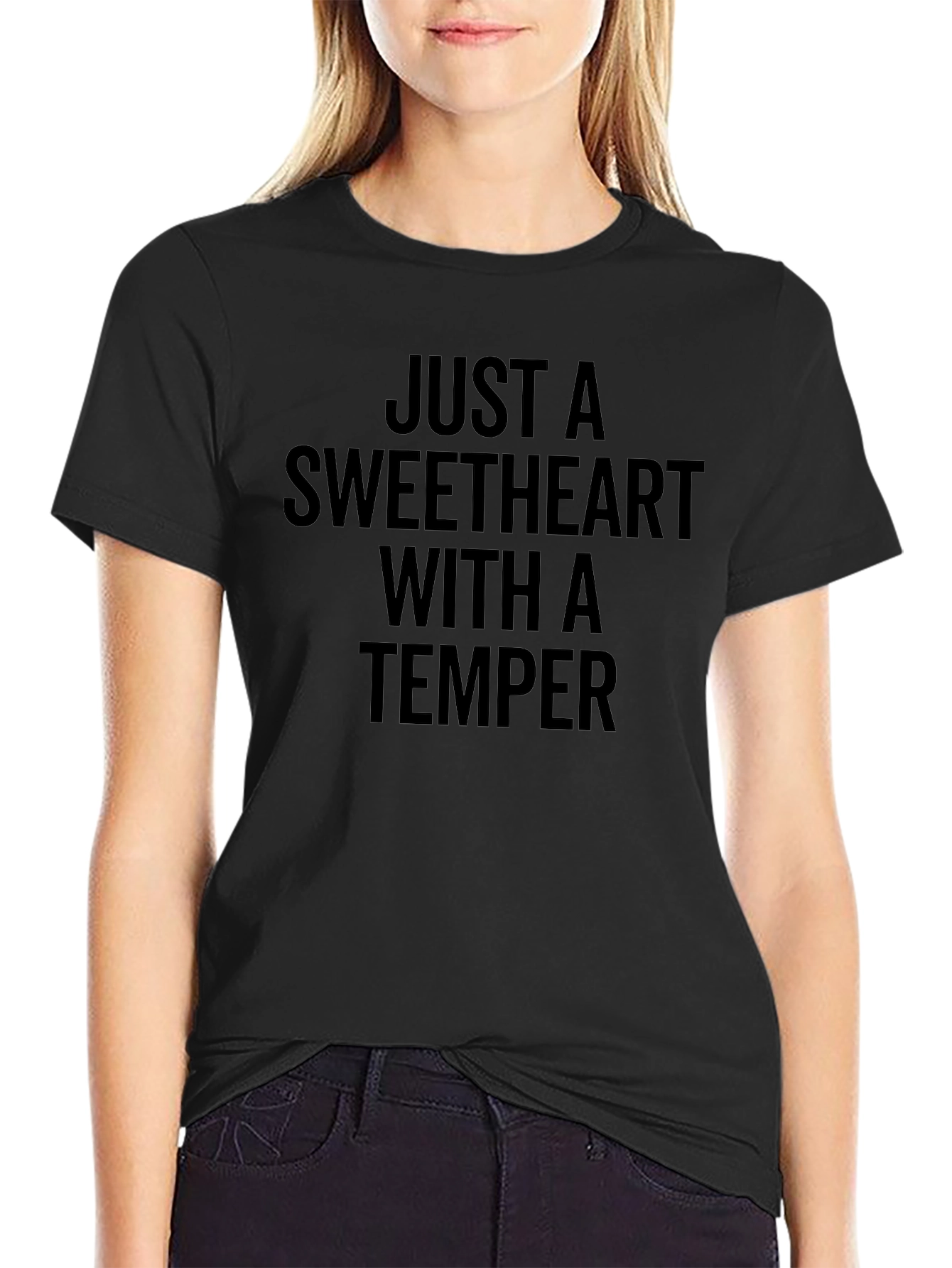 Sweetheart With a Temper Graphic Tee - Black