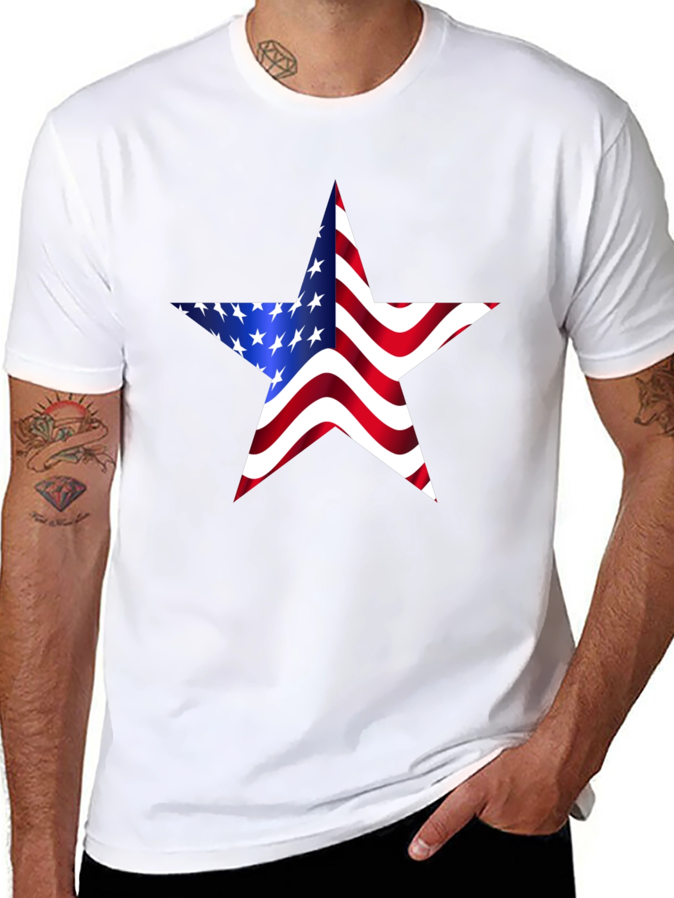 Patriotic American Flag Star Graphic T-Shirt