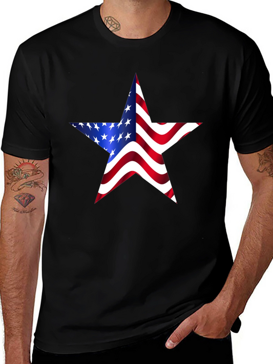 Patriotic American Flag Star Graphic T-Shirt