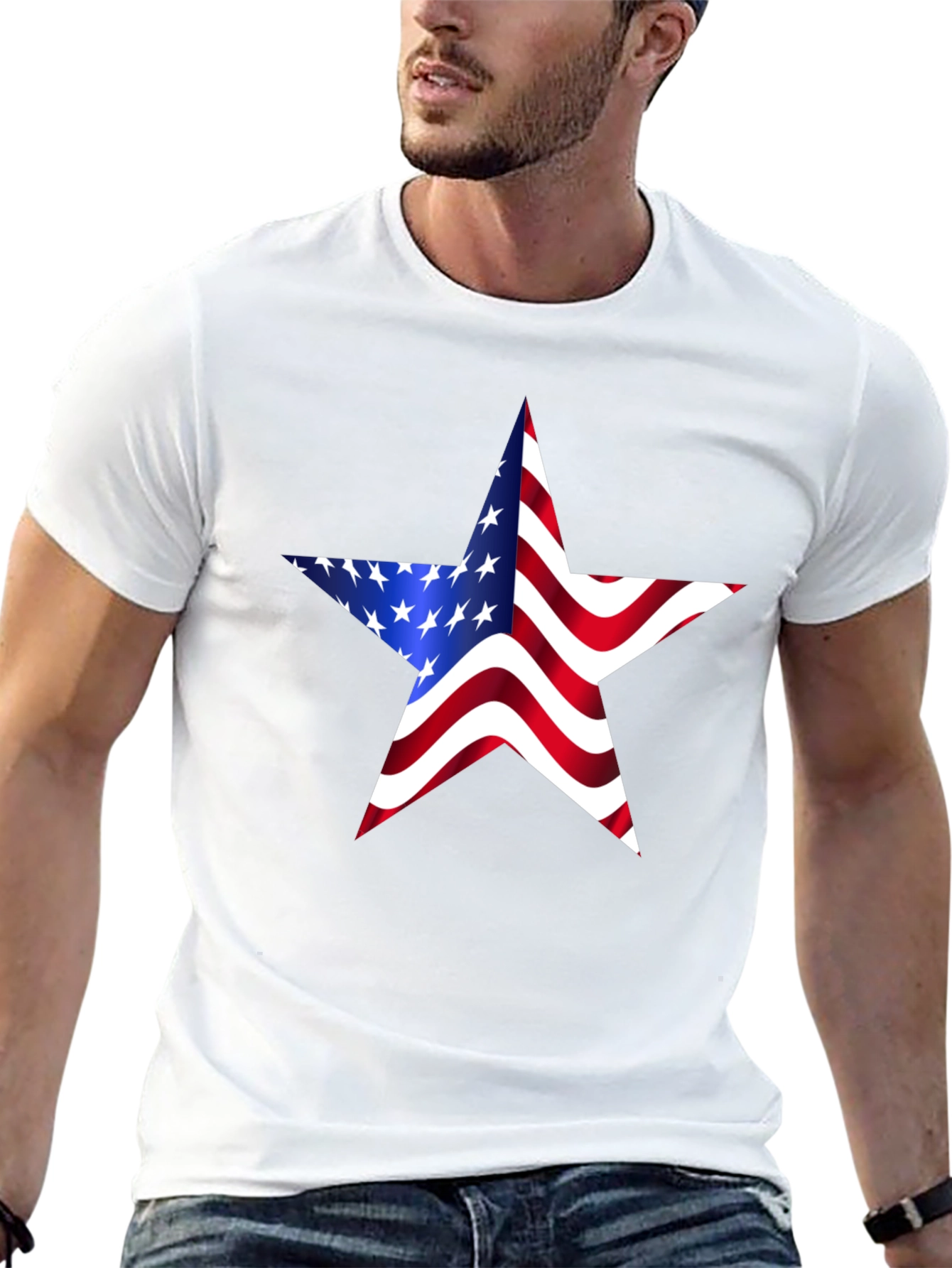 Patriotic American Flag Star Graphic T-Shirt
