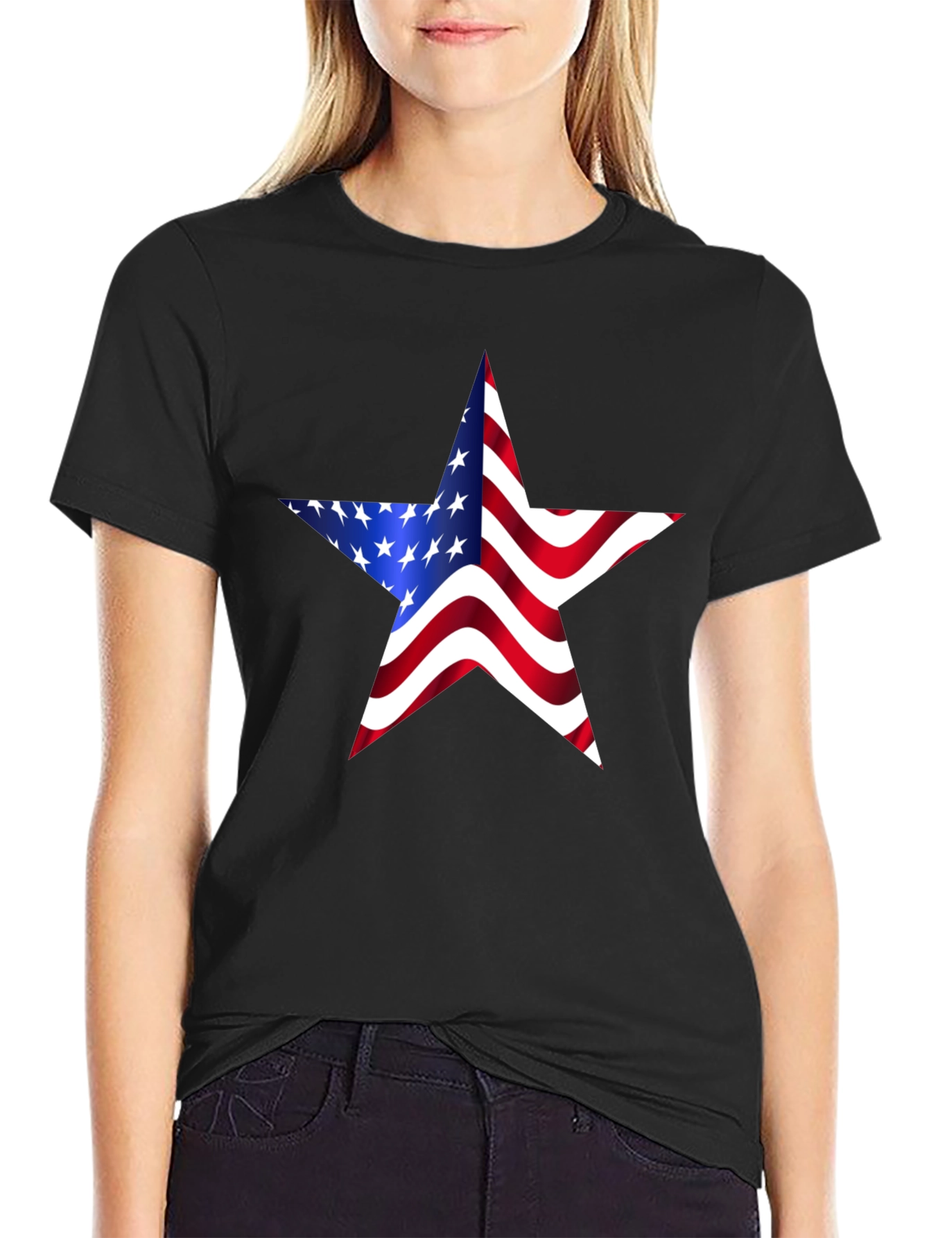 Patriotic American Flag Star Graphic T-Shirt