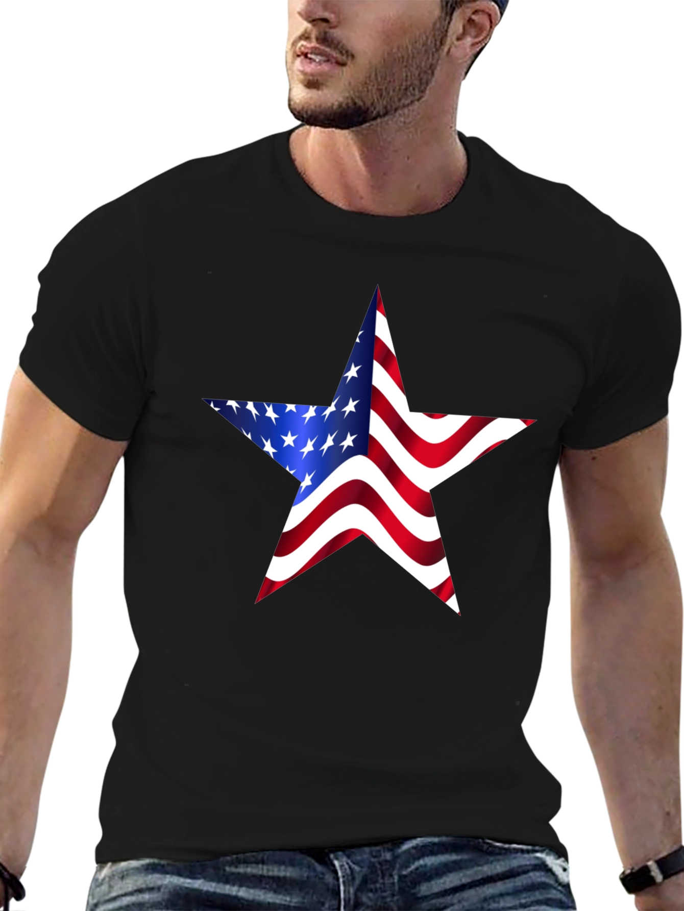 Patriotic American Flag Star Graphic T-Shirt