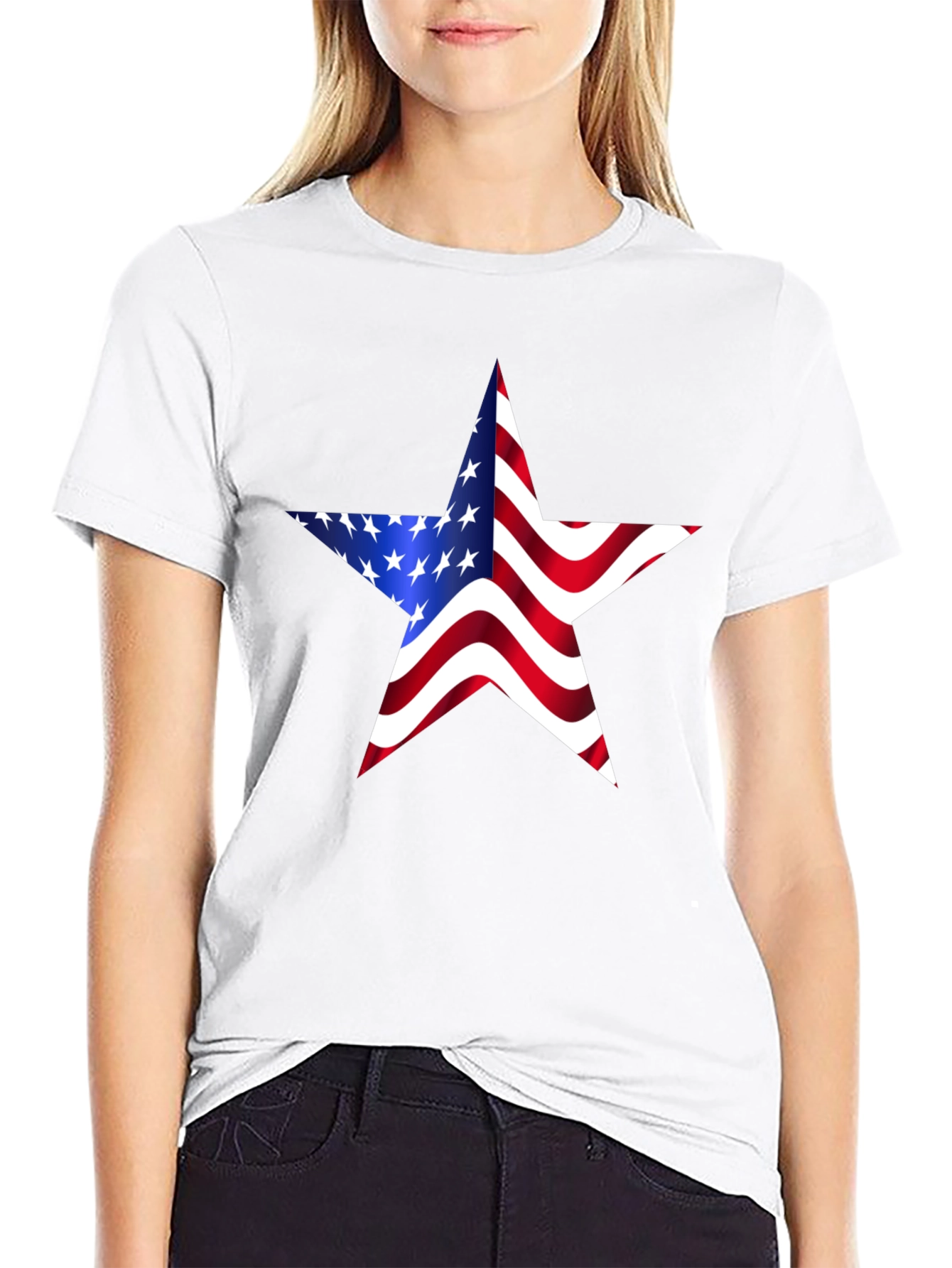 Patriotic American Flag Star Graphic T-Shirt
