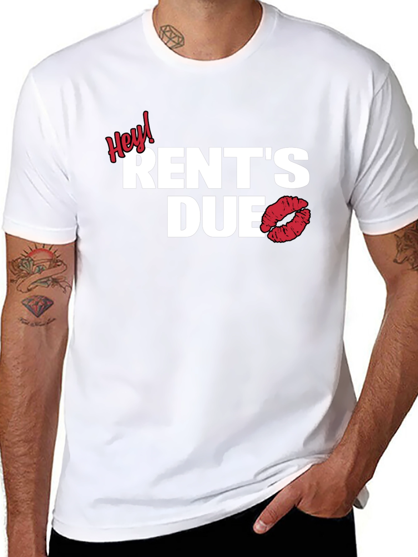 Hey! Rents Due Lip Print Graphic Tee