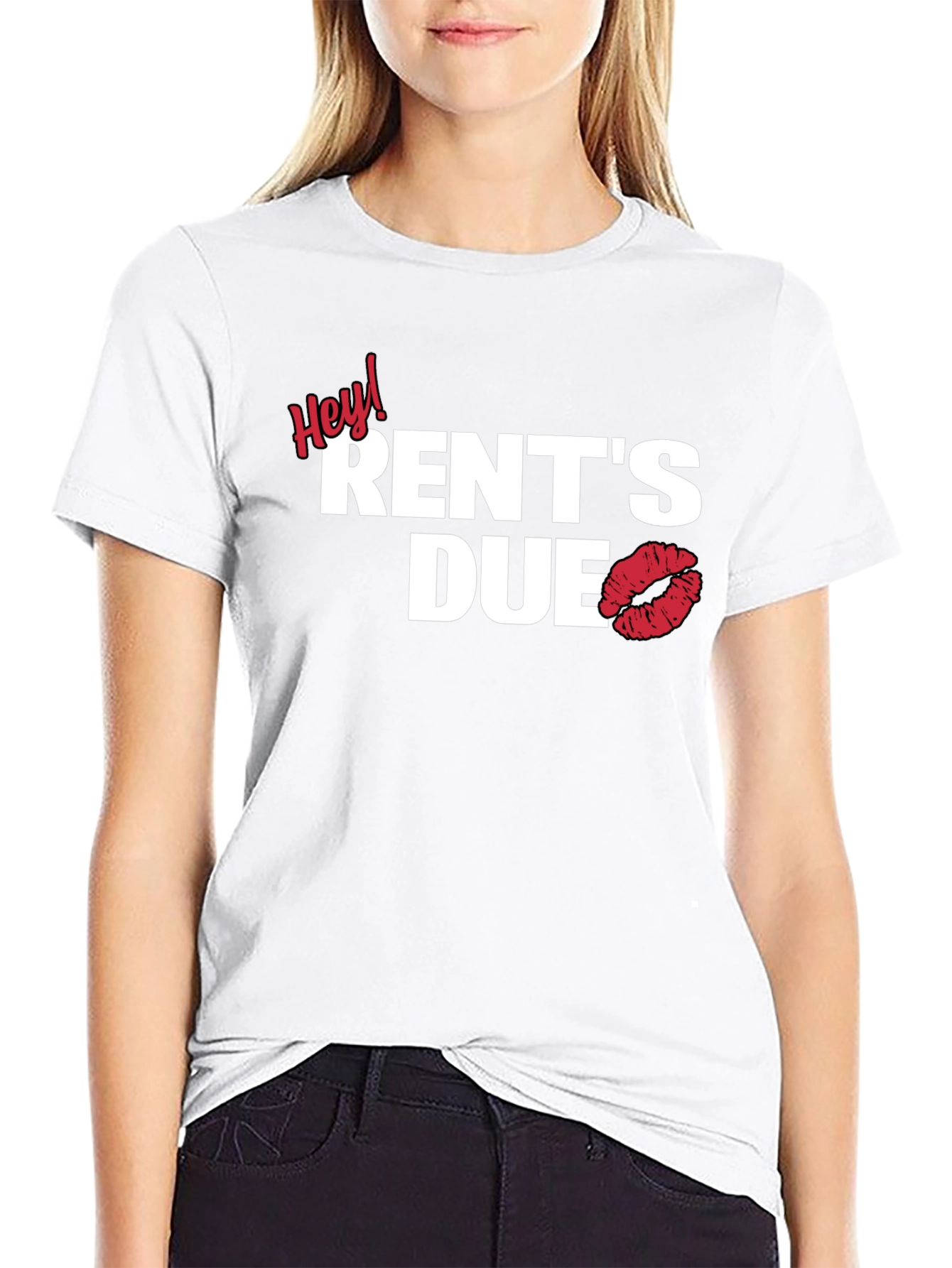 Hey! Rents Due Lip Print Graphic Tee