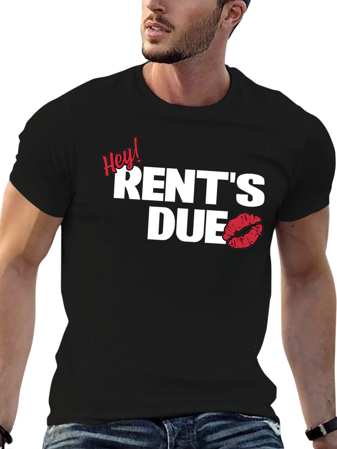 Hey! Rents Due Lip Print Graphic Tee