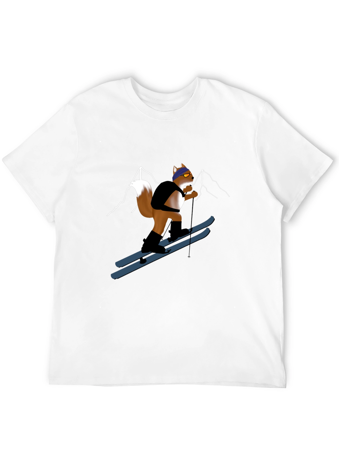 Skiing Squirrel Graphic Tee - Black