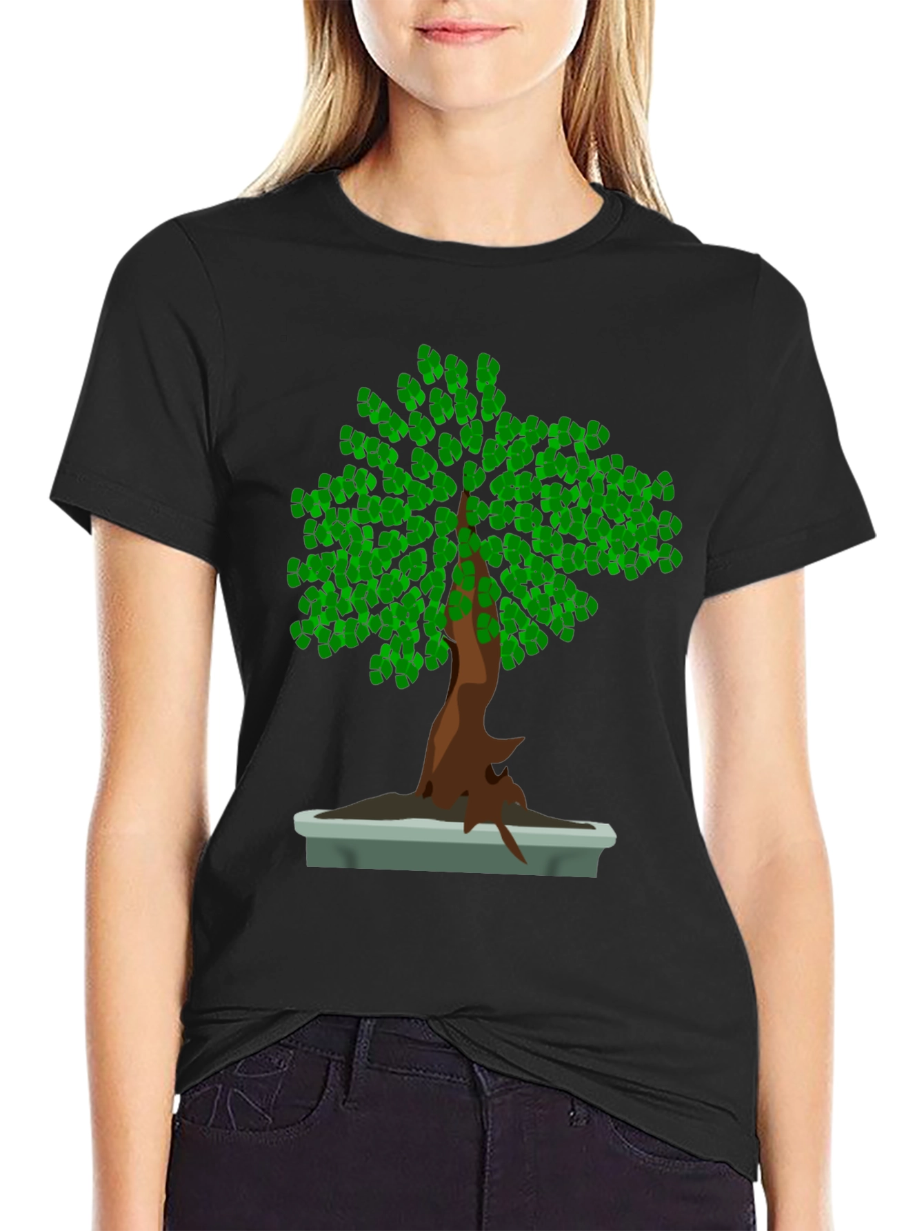 Bonsai Tree Graphic Tee - Nature Lovers Black T-Shirt