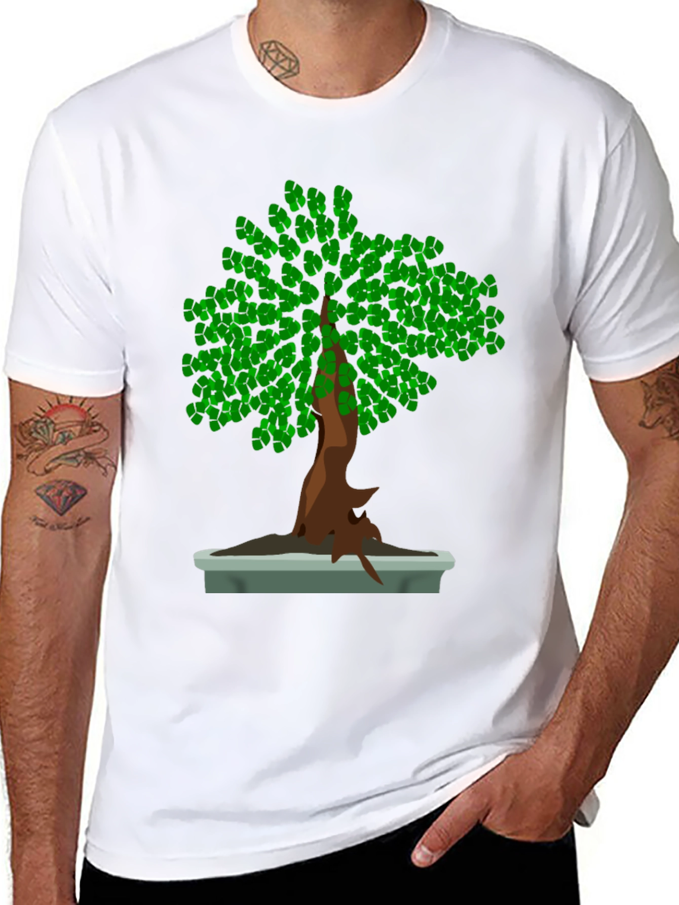 Bonsai Tree Graphic Tee - Nature Lovers Black T-Shirt
