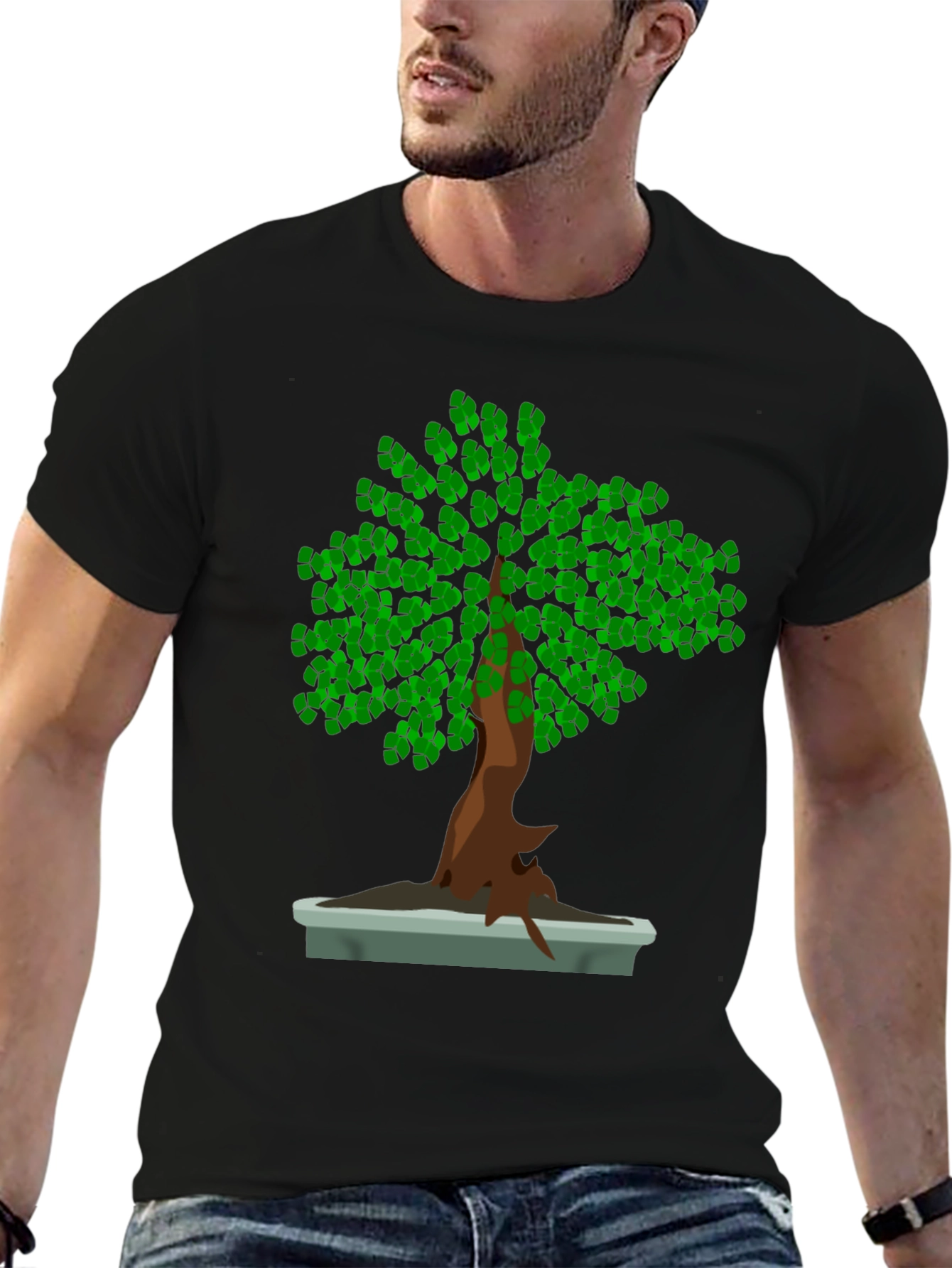 Bonsai Tree Graphic Tee - Nature Lovers Black T-Shirt