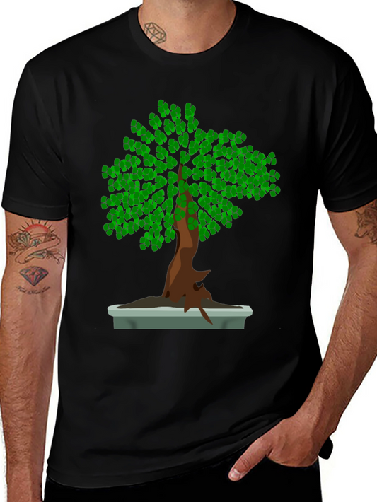 Bonsai Tree Graphic Tee - Nature Lovers Black T-Shirt