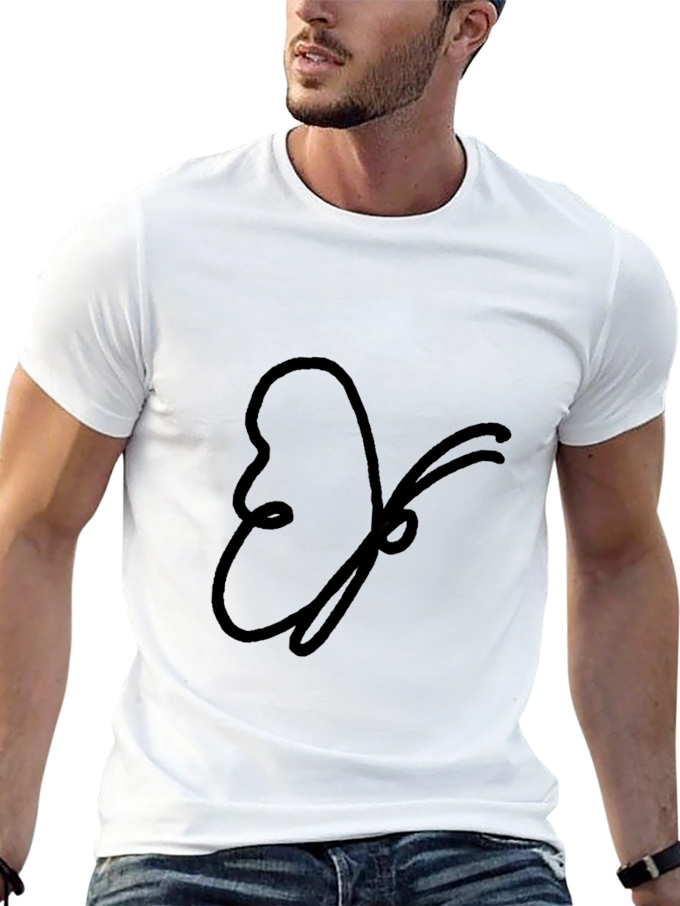 Butterfly Outline Black T-Shirt