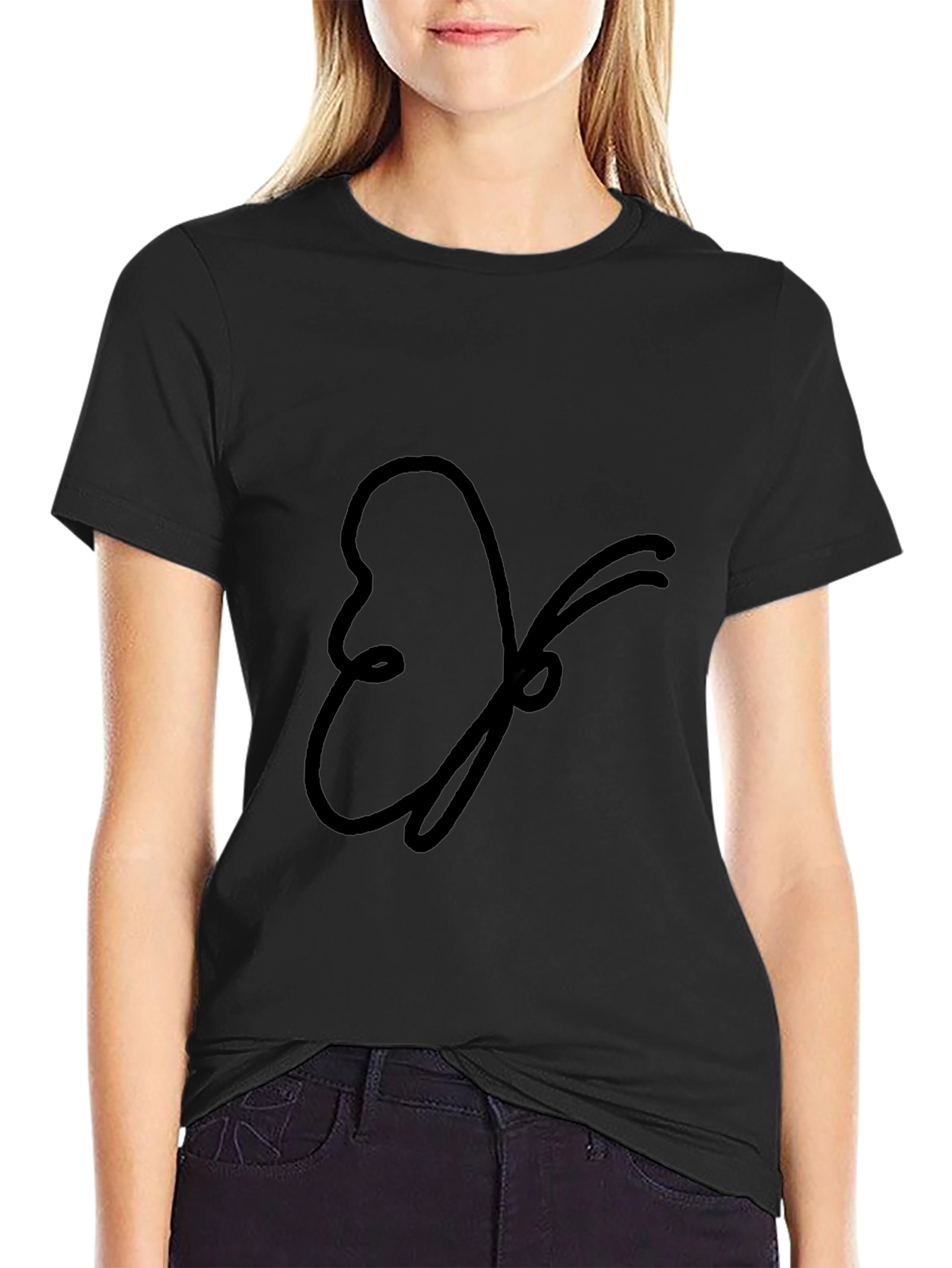 Butterfly Outline Black T-Shirt