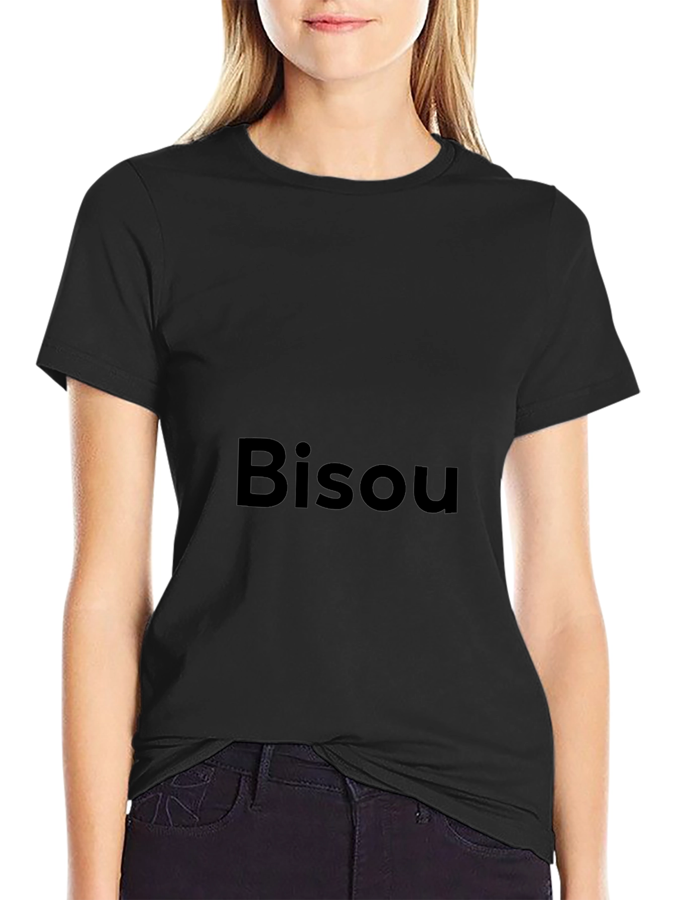 Bisou Graphic Tee - Stylish Black Cotton T-Shirt